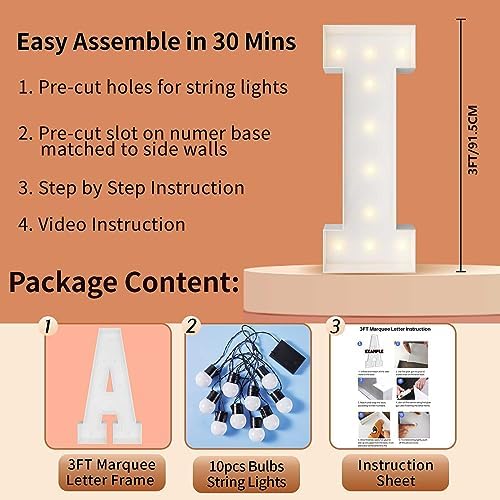 3FT Marquee Letters, Large Light Up Letters I for Party Decor - Image 5