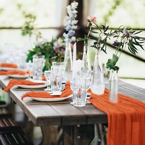 10 Pack Cheesecloth Table Runner 20 x 120 Inch, Orange - Image 6