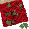 AmyHomie Dark Red Rose 100pcs Real Looking Artificial Flowers w/Stem by AmyHomie