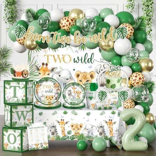 Cocomigo Two Wild Birthday Decorations Boy, All-in-One Set for 25 Guests by cocomigoPartyHome