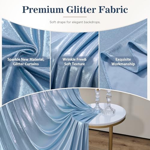 20x10ft Dusty Blue Sequin Backdrop Curtains, Wrinkle Free Glitter Backdrop Drapes for Wedding Parties Photography Stage Decor, Non-Shedding 4 Panels Set (5x10ft Each) - Image 4