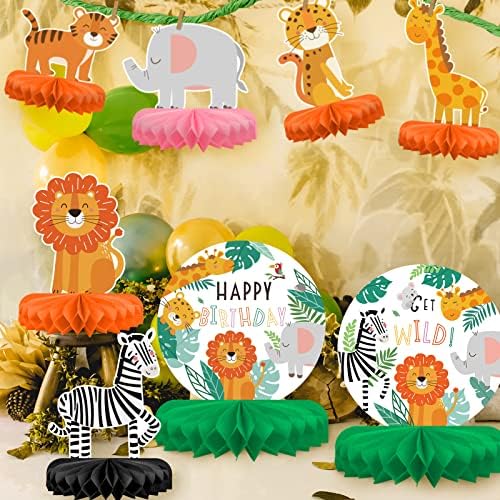 Safari Birthday Decorations Table Centerpiece - Jungle Animals Theme Party Supplies, Honeycomb Table Toppers for Animal Jungle Theme Party Decorations - Image 4
