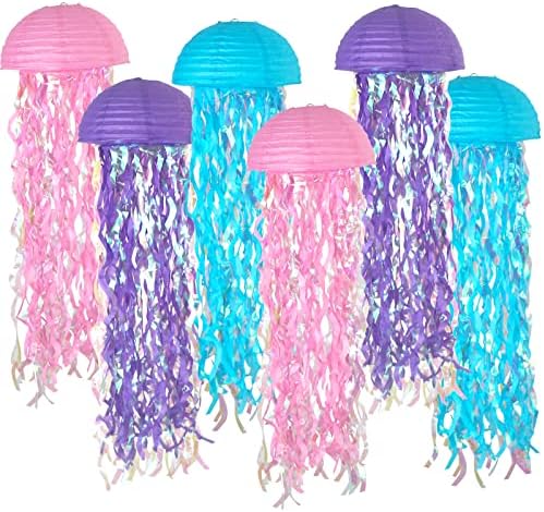 6-Pack Jellyfish Paper Lanterns, Under the Sea Party Decorations by ADLKGG