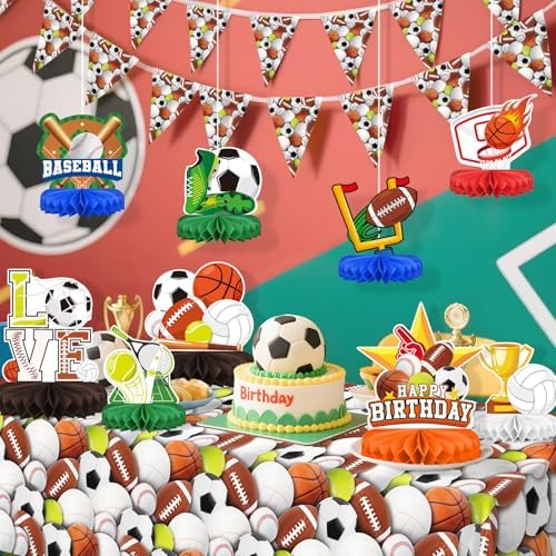 Sports Themed Party Decorations Kit - Honeycomb Centerpiece for Sports Birthday Party Decorations& Favors - Image 6