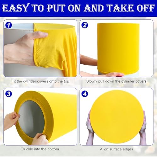 SaitiMade Set of 3 - Yellow Cylinder Pedestal Stand Covers - Image 5
