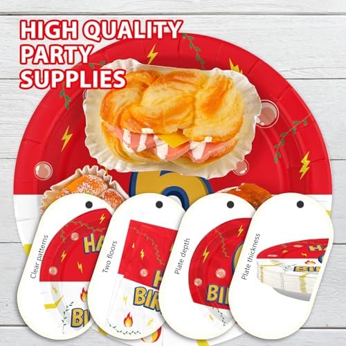 Greencian 96Pcs Happy 6th Birthday Party Supplies, Serves 24 - Image 6