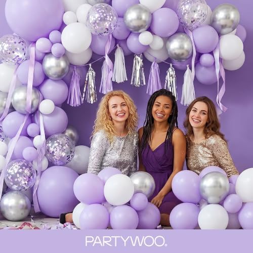 PartyWoo Lavender Balloons 140pcs Light Pastel Purple Lilac Different Sizes - Image 5