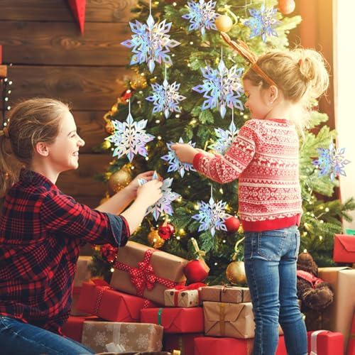 36PCS Hanging Snowflake Decorations Winter Wonderland Party Supplies - Image 6