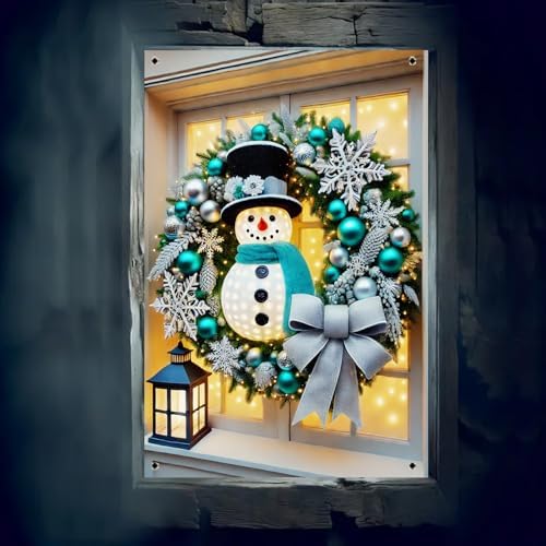 BlissYard Christmas Snowman Window Cover 31x47 Inch Polyester - Image 6