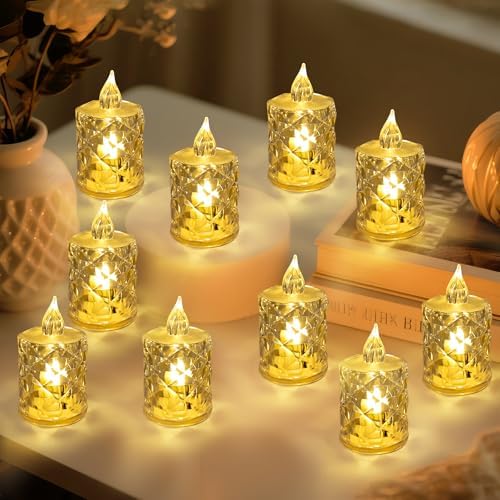 24pcs Flameless Candle Battery Operatted,Crystal LED Fake Tealight,100+Hours Fake Electeic LED Tea Lights for Votive,Centerpiece Table Decorations by Unknown