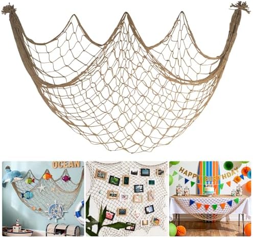 Fishing Net Decor for Party, 80x40'' Brown Fish Nets Halloween Decorations by iHansee