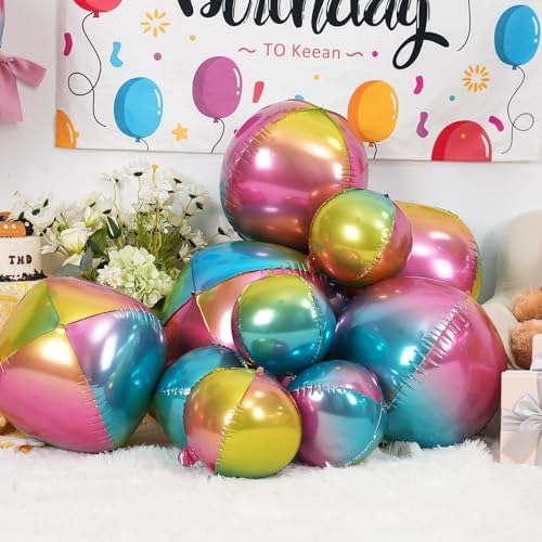 12PCS Gradient Rainbow Round Foil Balloons 22" 15" 10" Large Chrome Balloon - Image 4