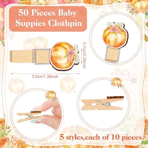 Patelai 321 Pcs Baby Shower Games Supplies, Watercolor Pumpkin - Image 4
