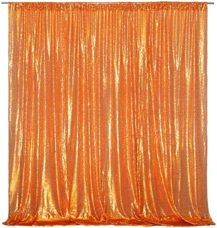 Poise3EHome 6FT x 8FT Orange Sequin Photography Backdrop Curtain for Halloween Party Decoration by Poise3EHome