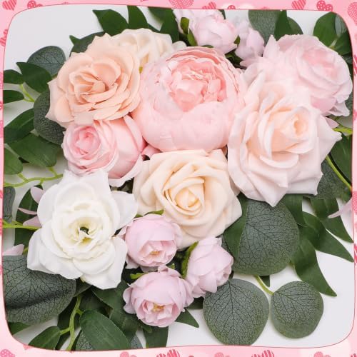 2 Pcs Wedding Arch Decorations, Soft Pink Rose Garland Pastel Set - Image 2