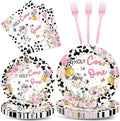 gisgfim 96Pcs Holy Cow Party Supplies Paper Plates Napkins Cow Party Decor by gisgfim