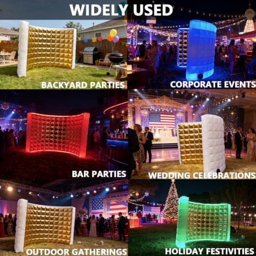 SAYOK Inflatable Photo Booth Wall (Gold, 119' 'x 59''x 91'') Selfie Booth Backdrop, Photo Booth Enclosure Inflatable Photo Shoot Background Golden Wall for Wedding Party Exhibition Event - Image 6