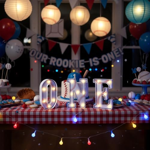 Rookie Year 1st Birthday Baseball ONE Letters Light 8.07 Inch - Image 3