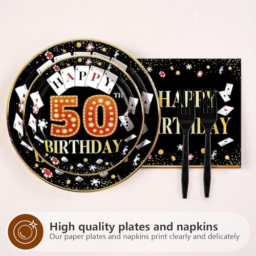 96Pcs Casino 50th Birthday Party Decorations, Serve 24 - Image 3