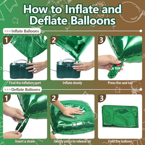 NISOCY 25PCS Dark Green and Brown Square Foil Baloons Wall Backdrop - Image 3