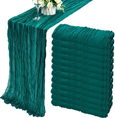 35x120 Inch Dark Teal Cheesecloth Table Runner Boho Wedding Party Decor by Fivenl