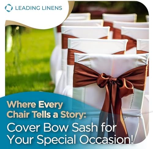 Leading Linens 150 pcs Brown 108"x8" Satin Bow Sash Chair Cover Decoration - Image 4