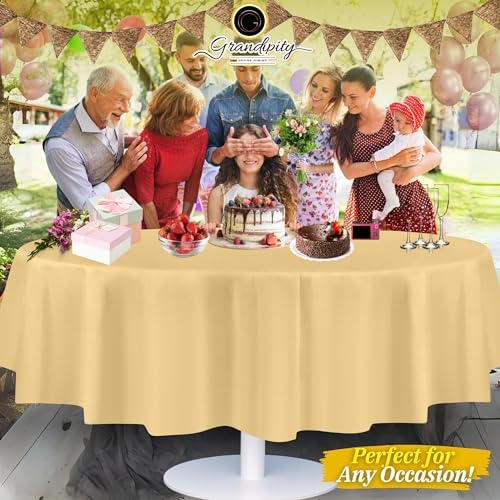Grandipity Plastic Table Cloth Disposable 12 Pack 84" Round Ivory - Image 6