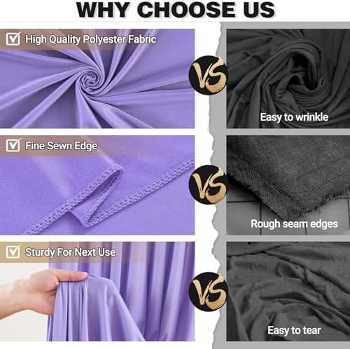 40x10ft Lavender Backdrop Curtain Panels for Parties - Wrinkle Free Polyester Photo Curtain Backdrop Wedding Back Drop Fabric Drapes for Party Decorations Background for Photography - Image 5