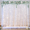 White Tulle Backdrop Curtain with Lights String for Parties Wedding Bridal Shower Sheer White Curtain Backdrop for Birthday Baby Shower Photo Booth Photography Background Decorations 10ft x 8ft by Suppromo