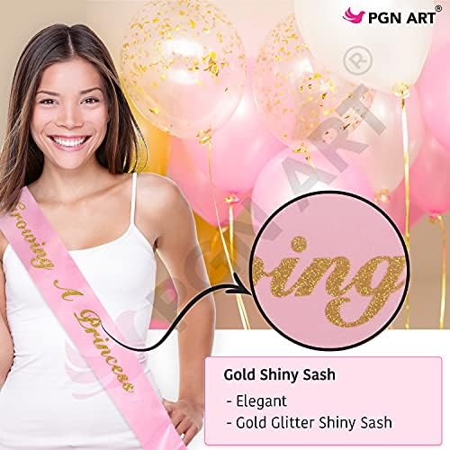 Pink and Gold Baby Shower Decorations for Girl – 35 Pcs Princess Kit with It's a Girl Banner, Mom to Be Sash, Tissue Paper Pom Poms, Paper Lanterns, Bunting Garland – Baby Girl Party Supplies - Image 4