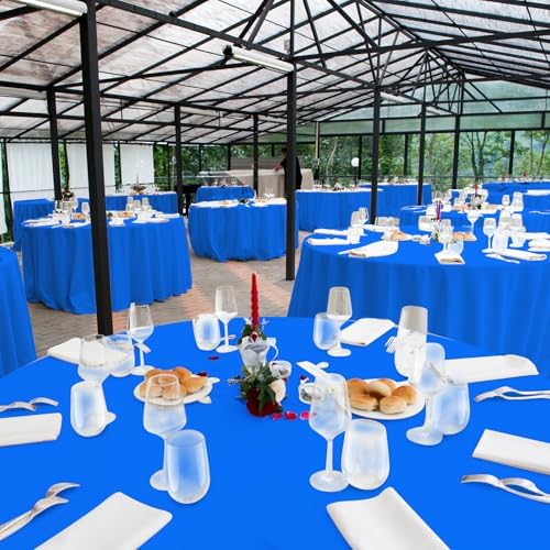 16 Pack Blue Plastic Tablecloth for Round Tables, Premium Decorative Blue Disposable Table Cloths for Parties, Bulk Round Party Table Cover for Birthday Wedding Anniversary Graduation, 84 Inch - Image 7