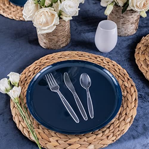 PARTY BARGAINS Disposable Cutlery Set 1440-Piece – Sapphire Settings Clear Plastic Forks Spoons Knives – Heavy-Duty Utensils for Parties Catering Weddings & Events – BPA Free - Image 4