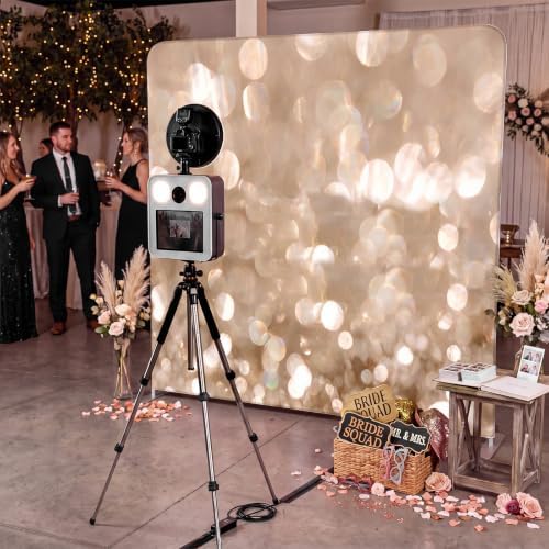 Oudain 8x8ft Photo Booth Backdrop Glitter Rustic & Champagne Tension Fabric - Image 4