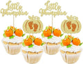 Ephlyn 24Pcs Little Pumpkin Cupcake Toppers Glitter Pumpkin Cupcake Picks Little Pumpkin Baby Shower Decorations Fall Harvest Theme Baby Shower Kids Birthday Party Supplies Gold by Ephlyn