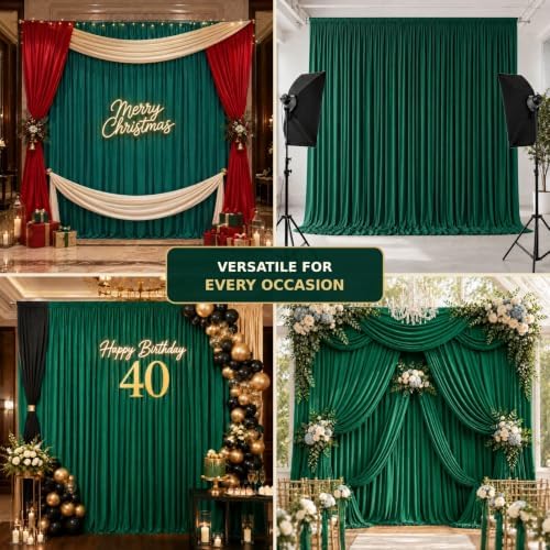 20x10 FT Green Backdrop Curtains for Weddings, Parties and Photo Booths - Image 6