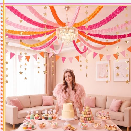 Frienda 15 Pcs Groovy Color Chains Strips Set, Sunset Party Decorations - Image 5