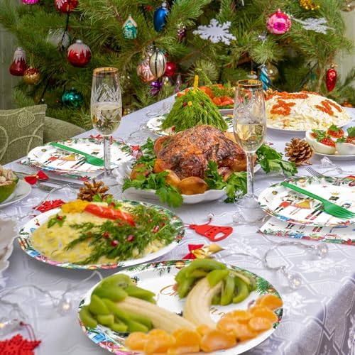 96 Pieces Christmas Ballet Party Tableware Set – Festive Disposable Dinnerware with Paper Plates, Napkins, and Plastic Forks – Winter Fairy Tale Theme for Christmas Birthdays Parties – Serves 24 - Image 5