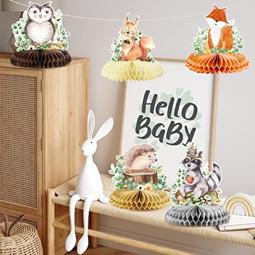 Fumete 9 Pack Woodland Animals Honeycomb Centerpieces 3D Table Topper Forest Baby Shower Decorations Safari Jungle Wildlife Creatures Sage Green Theme Decor for Girl Boy First Birthday Party Camping - Image 5