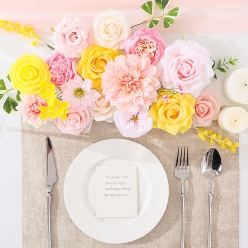 Floweroyal Artificial Flowers Fake Rose Flowers Dahlia with Stems for DIY Wedding Bridal Bouquets, Baby Shower, Floral Arrangement, Table Centerpieces, Home Decorations - Image 5