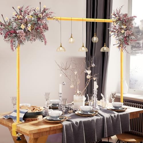 Over The Table Rod Stand with Clamps Gold Table Balloon Arch Frame by Nisoger