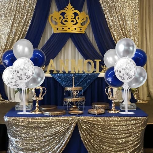 TONIFUL 4 Set Navy Blue Silver Balloon Stand Balloon Centerpieces for Table - Image 5