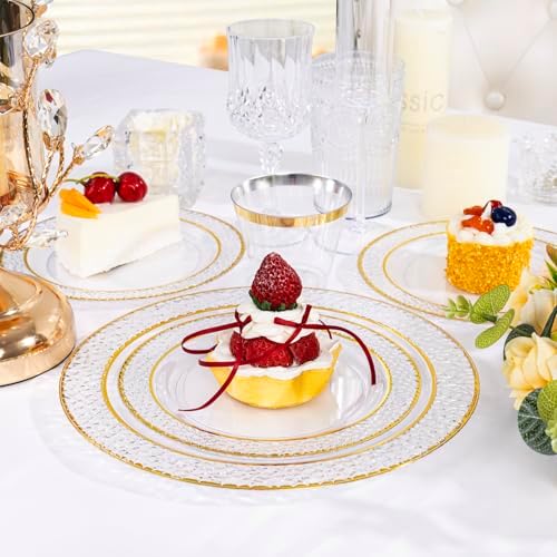 Ciaell 350 Piece Gold Plastic Plates for Weddings Parties - Image 4
