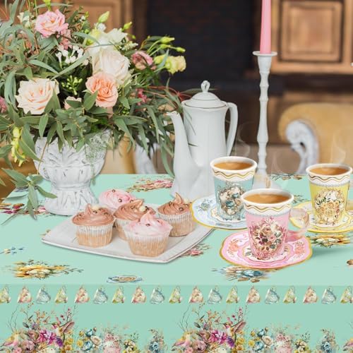 WorldBazaar Floral Tea Party Dinnerware Disposable 12 Set Party Decorations - Image 4