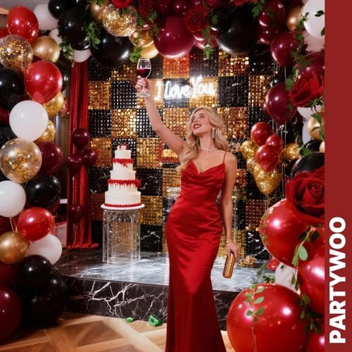 PartyWoo Red and Gold Balloons 66pcs 12 10 Inch Red Burgundy Gold Balloons - Image 4