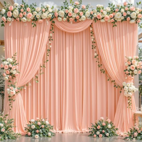 10x10 Peach Backdrop Curtain for Parties Baby Shower Wrinkle Free Peach Photo Curtains Backdrop Drapes Fabric Decoration for Wedding Birthday Party 5ft x 10ft,2 Panels - Image 2