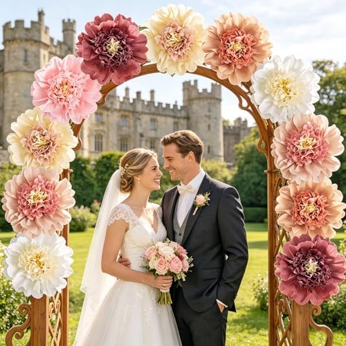 12Pcs Boho Large Paper Flowers 12'' Giant Paper Flower Decorations for Wall - Image 6