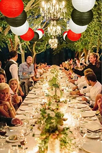 24pcs Hanging Round Paper Lanterns Red and Black Party Decorations - Image 5