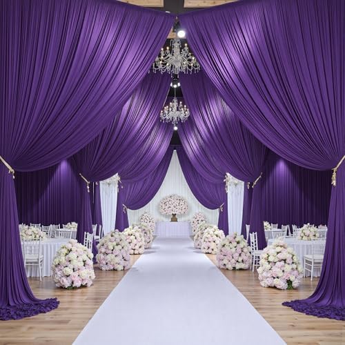 20ftx10ft Purple Backdrop Curtains for Party Background, Wrinkle Free Purple Photo Curtains Backdrop Drapes 4 Panels Back Drop Cloth for Wedding Birthday Photography Baby Shower Decor - Image 7