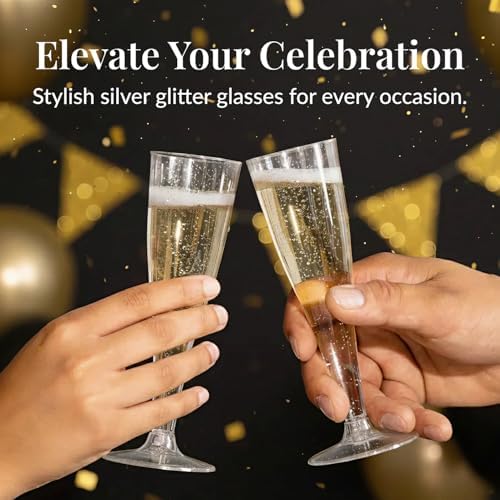 Prestee Disposable Champagne Flutes, 4.5 oz Plastic Champagne Glasses - Image 2