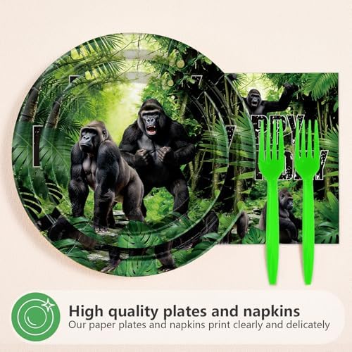 96Pcs Gorilla Birthday Party Decorations for Boys Baby Shower, Serves 24 - Image 2